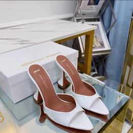Amina Muaddi Designers Heels женские босоножки туфли на высоком каблуке с острым носом кристальная пряжка летнее свадебное платье ремешок на каблуке натуральная кожа подошва сандалии с коробкой