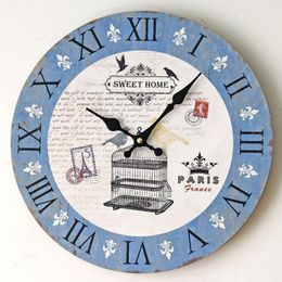 Wall Clocks Retro Quartz Clock Sweet Office Decor Letter European Birdcage Design Reloj Bedroom Saat Wooden Crafts