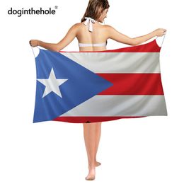 Doginthehole Bikini Cover Up Women Spaghetti Strap Sarong Beach Outing Puerto Rico Flag Pattern Sunscreen Chiffon Pareo Beach 220705