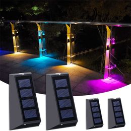 Decoration Solar Garden Lights RGB Color Changing Waterproof Wall Lamp Christmas Gift Solar Lighting For Walkway Fence Stairs