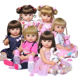 NPK 50CM Full Body Soft Silicone Sweet Face Reborn Toddler Baby Girl Doll Birthday Christmas Gift High Quality 220505