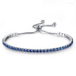 Adjustable Woman Cubic Zirconia Tennis Bracelet Round Cut Eternity Chain Trendy Wedding Party Birthstone Jewelry Link