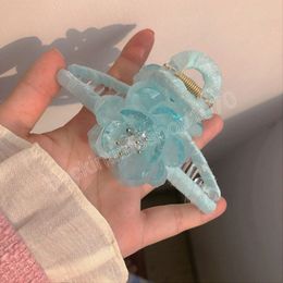 Mint Blue Gripper Hair Claw Flower Ins Hair Clip Girls Hair Scrunchies Barrettes Women Headdress