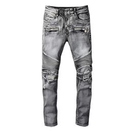 Mens Jeans Designer Jeans Plus Size for Man Pants Denim Rip Grey Mens Distress Hiphop Top Quality Skinny Youth Black Rock Tall Slim Fit Stretch Elastic Hip Hop Biker Str