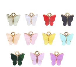 10pcs/lot Trendy Alloy Acrylic Butterfly Pendant Charms Fashion Creative DIY Handmade Animal Charm Jewellery Accessories