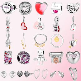 925 Silver Charm Love Heart Shape Cupid Arrow Bead Pendant Stud Earrings Necklace Ring