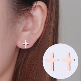 Cross ear stud geometry silver gold Colour earrimgs for women men Jewellery