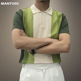 Fashion Slim Men Polo Shirt Short Sleeve Summer Thin s Striped Business T Male 65 Cotton High Quality 220714