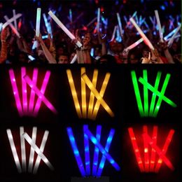 Party Props Light-Up Foam Sticks LED Soft Batons Rally Rave Glowing Wands Colour Changing Flash Torch Festivals Nightclub Concert luminous Stick