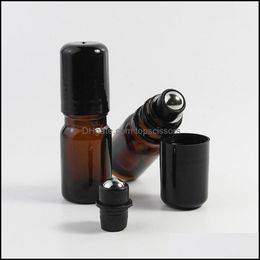 Amber Brown 5Ml 1/6Oz Roll On Fragrance Per Bottle Thick Glass Essential Oil Aromatherapy Steel Metal Roller Ball Drop Delivery 2021 Other H