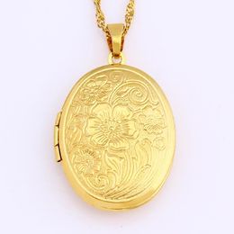 Pendant Necklaces Fashion Creative Po Frame Gold Oval Box Can Open Necklace Jewellery