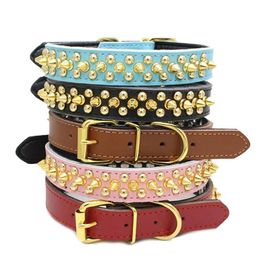 Dog Collars & Leashes Collar Spiked Genuine Leather Funny Mushrooms Rivet Spike Studded Puppy Outdoor Pet For Small Medium Large Dogs CatsDo