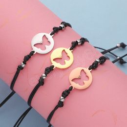 Fashion Butterfly Couple Bracelet for Women Men Titanium steel Handmade Braided Rope Friendship Lover Wedding Jewellery Wrist Gift