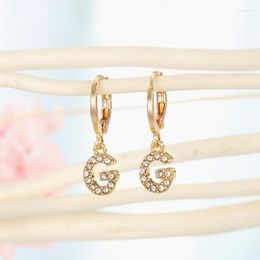 Dangle & Chandelier 1 Pair Fashion Cubic Zircon Initial A-z Letter Earrings DIY Alphabet Drop Small Hoop Earings For Women Jewelry 2022