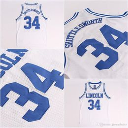 High Quality Mens Jesus SHUTTLESWORTH #34 Lincoln He Got Movie Basketball Jersey 100% Stitched Above The Rim Moive White S-XXL