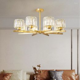 Pendant Lamps Modern Light Luxury Copper Chandelier Crystal Living Room Lamp American Bedroom Dining Simple Atmosphere European HallPendant