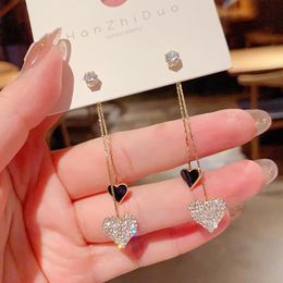 Dangle & Chandelier Arrival Crystal Love Tassel Peach Heart Long Earrings For Women Fashion Cute Sweet Jewellery GiftsDangle