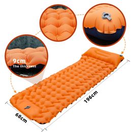 Portable Outdoor Sleeping Pad Camping Inflatable Mattress with Pillows Travel Mat Folding Bed Ultralight Air Cushion Hiking Trekking gifts