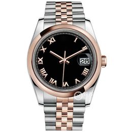 High Quality Asian Watch 2813 Sports Automatic Mechanical Ladies Watches 36mm Black Dial Fashion Folding Clasp 116201-0073 Stainless Steel Rose Gold Strap Watchs