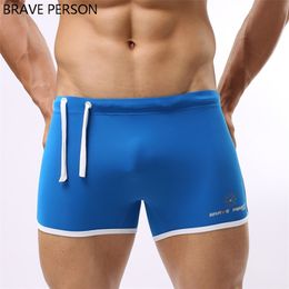 BRAVE PERSON Brand Swimwear Beach Sexy Men Swimming Trunks Swimsuit Bathing Boxer Plus Size Solid Pouch Bulge Swim Shorts Sunga 220505