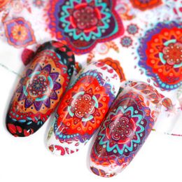 Nail Art Kits 10Pcs Charm Foil Vintage Flower Mixed Designs Colourful Starry Transfer Sticker Wraps Adhesive Decals DecorationsNail