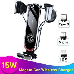 Automatic 15W Qi Car Wireless Charger Phone Holder Magnetic Air Vent Mount Stand Intelligent Infrared Fast Charger For Iphone 13 12 11 Pro Max Sansung Xiaomi