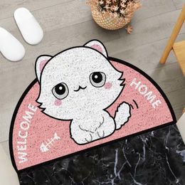 Carpets High Quality Welcome Door Mat Cartoon Semicircle Entrance Doormat Home Sand Scraping Dust Floor Wire Loop Footpad FloormatCarpets