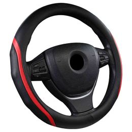 Car Steering Wheel Cover Fit Most Car For 3738 Cm 145 "15" Four Seasons Universal Leather ThreeDimensional AntiSlip J220808