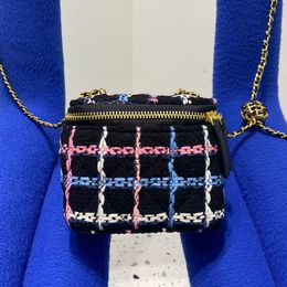 box smash Canada - Classic Mirror Cosmetic Bag Smash Ball Check Box Colorful Gingham Handwoven Denim Woolen Hardware Zipper Leather Wear Chain Luxury Designer Ladies Mini Handbags