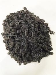 #1b20 Indian human virgin hair replacement hand tied 15mm curl male wigs for black men in America fast express delivery