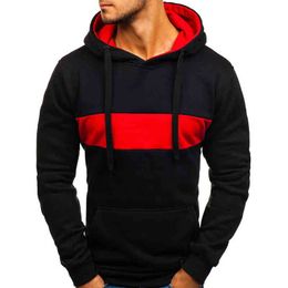 New Style Fashion Hot Men's Winter With Hat Hoodies Slim Fit Outwear With Pocket Warm Winter Patchwork L220704