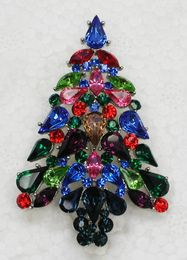 Pins Brooches 12pcs/lot Wholesale Fashion Brooch Rhinestone Marquise Christmas Tree Pin Gift C101552 Seau22