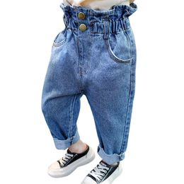 Kids Jeans Ruffles Jeans For Girls High Waist Jeans For Kids Girls Casual Style Kid Clothes Spring Autumn 210412