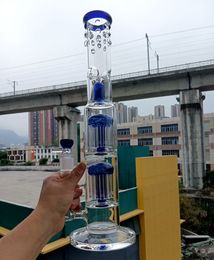 Smoking Pipes 17 inch Thick Glass Water Bong Hookahs with Double Tree Perc Female 18mm PipesQ240515