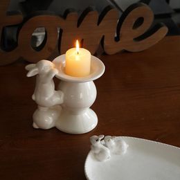 Candle Holders Ceramic Holder Nordic Modern White Animal Pillar Candelabra Wedding Decoration Table Centerpieces Home DecorCandle
