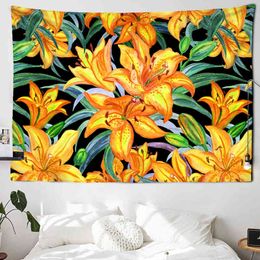 Sunflower Flower Sea Tapestry Wall Hanging Polyester Thin Section Pastoral Landscape Painting Sofa Towel Blanket J220804