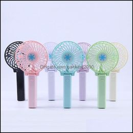 Other Household Sundries Home Garden Portable Usb Charging Foldable Handheld Fan 3 Speed Mini With Led Light Dhj92