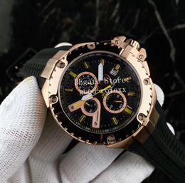 Men's Watches Chronograph VK Quartz Watch Men Tachymetre Black DLC Coating Sport Racing Rose Gold Silicone Rubber Strap Ronda Calendar Wristwatches