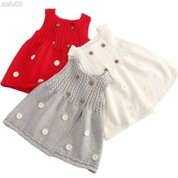 Baby Girls Sweater Button Vest Knitted Vest Dress For Children Vest Kids Clothes Elegant Princess Dresses L220803