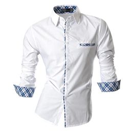Jeansian Men's Casual Dress Shirts Fashion Desinger Stylish Long Sleeve Slim Fit Z020 White 220322