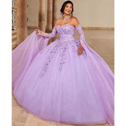 Light Purple Quinceanera Dresses 2022 For Sweet 16 Girl Appliques Beading Princess Ball Gown Birthday Party Prom Dress Vestidos De 15 Años