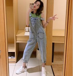 Women's Jumpsuits & Rompers Women Denim Washed Fabric Summer/autumn Overalls Jumpsuit Suspenders Jeans SLIM Long PantsWomen's