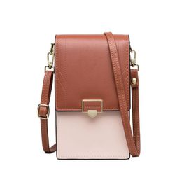 Evening Bags Fashion Women Mini Handbag Contrast Color Cell Phone Shoulder Strap Ladies Long Crossbody Flap Bag PU Leather Money Purses