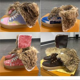 Дизайнерские ботинки женские меховые сапоги из кожи кожи зимние ботинки Real Rabbit Murs Snow Booties Australia Booties теплые коленные ботинки Martin с коробкой №16