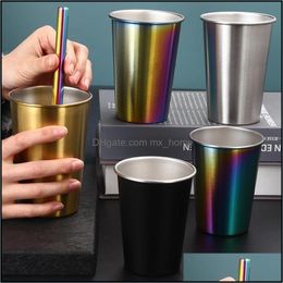 Tumblers Drinkware Kitchen Dining Bar Home Garden 350Ml Stainless Steel Beer Cups Household Office Water Drinks Coffee Tumble Dhefg