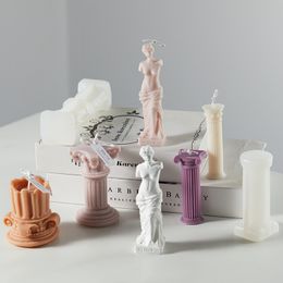 Other Arts and Crafts European style Retro Roman Column Candle Silicone Mold Handmade DIY Baking Molds Plaster Soap Mould Christmas Gifts Decoration 20220422 D3