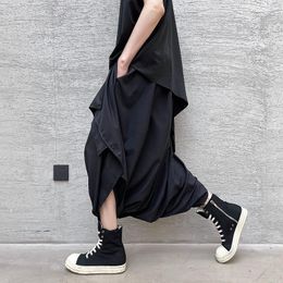 Men's Pants Irregular Low Crotch Hip-hop Cross Men&#39;s Japanese Style Improved Kimono Kendo Uniform Hakama Bushido Skirt PantsMen's