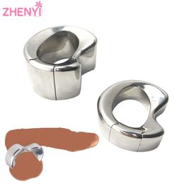 BestSell Stainless Steel Penis Lock Ring Heavy Duty Weight Male Metal Ball Stretcher Scrotum Delay Ejaculation BDSM sexy Toy