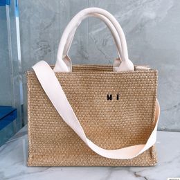 Summer Vacation Beach Bag Straw Bags Weave Tote Shopping Handbags Purse Large Capacity Women Vegetable Basket Bucket Travel Lafite Grass Weaving Totes