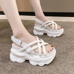 Sandals Platform 2022 Summer Chunky High Heels Female Wedges Shoes For Women Fish Toe White Sandalia Feminina D3-86Sandals